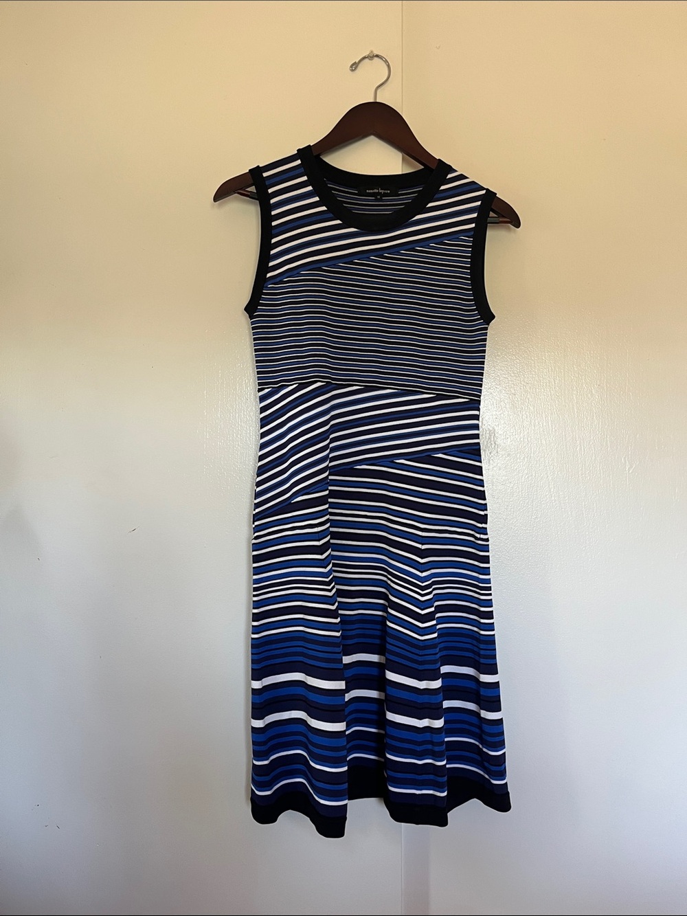Nanette Lepore Navy, Royal & White Striped Sleeveless Knit Dress